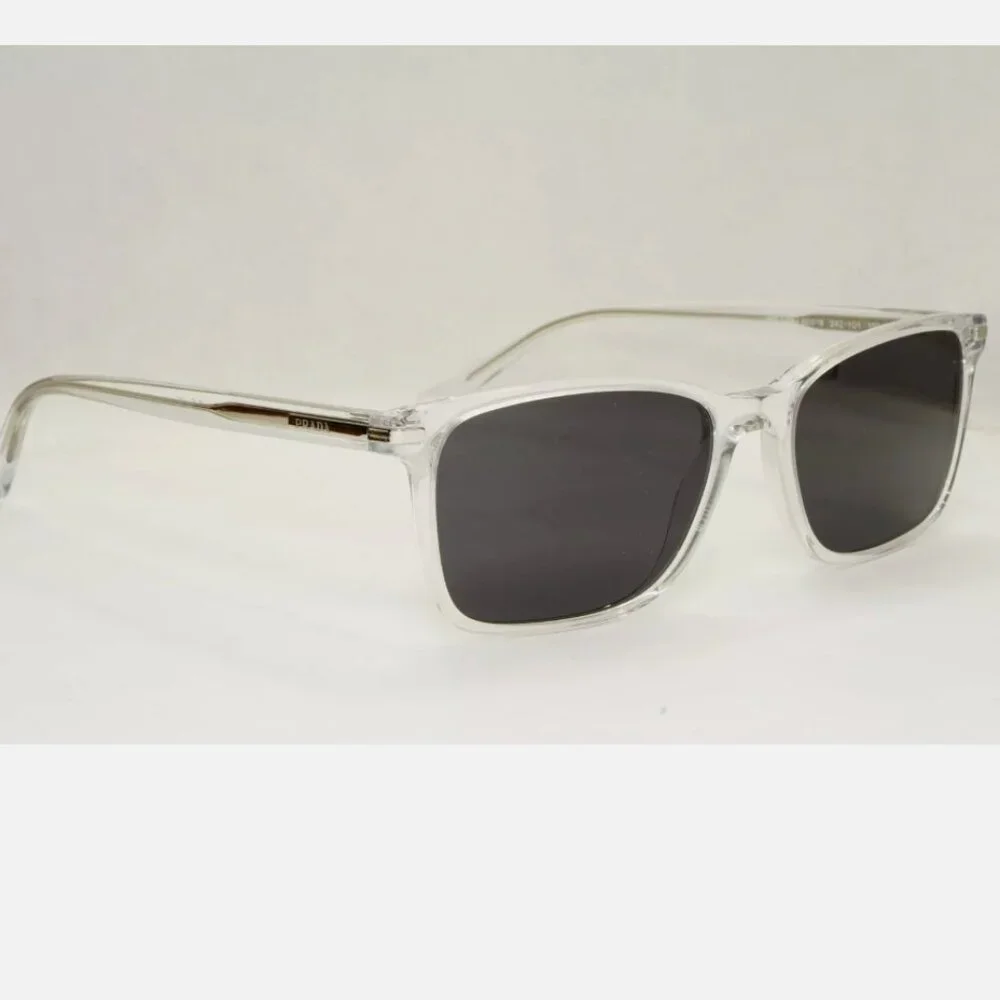 New Prada Black Transparent Crystal Square Sunglasses